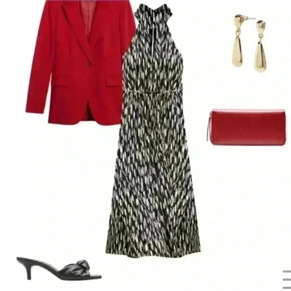 Twist-Neck Satin Midi Dress - Picture 6 of 14